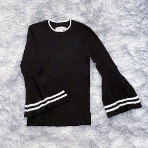 Bell Sleeve Ribbed Knit Sweater